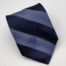 DKNY Silk Tie Dark Blue Light Blue Stripes Men Necktie USA 56.5 x 3.3/8