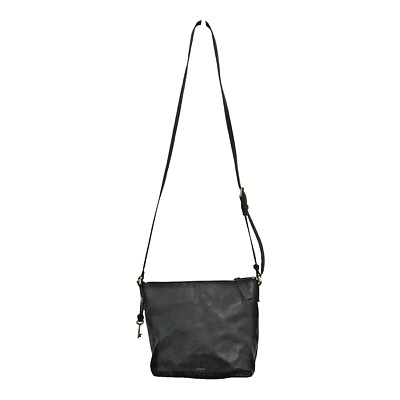 Fossil Tinsley Black Pebbled Cowhide Leather Crossbody Bag Purse