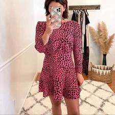 RIXO Kyla Leopard Mini Dress XS