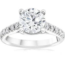 Certified 2 1/2Ct Diamond Lab Grown Engagement Ring 14k White Gold (GH/VS2-SI1)