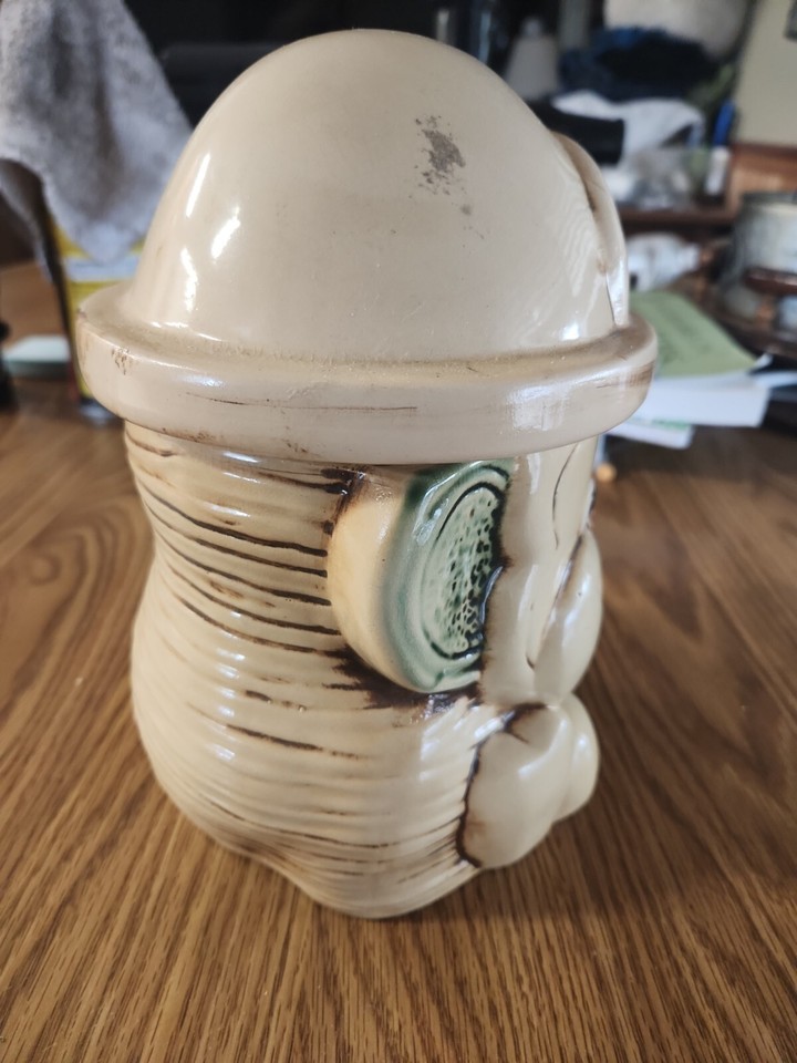 Vintage Mount Clemens Pottery Monkey Cookie Jar with Hat Lid, 8" Tall