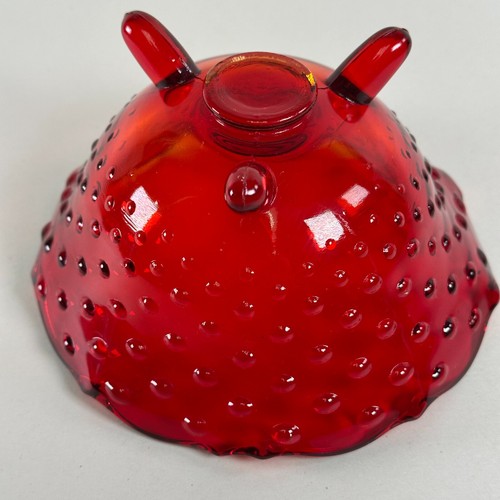 Fenton Ruby Red Amberina Hobnail Footed Bowl - Vintage - Picture 4 of 4