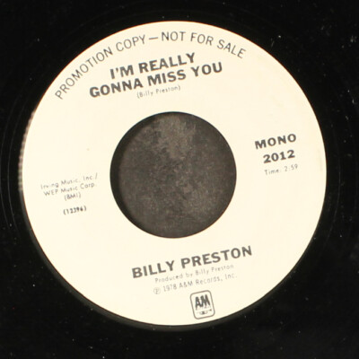BILLY PRESTON: i'm really gonna miss you / mono A&M 7'' Single 45 RPM