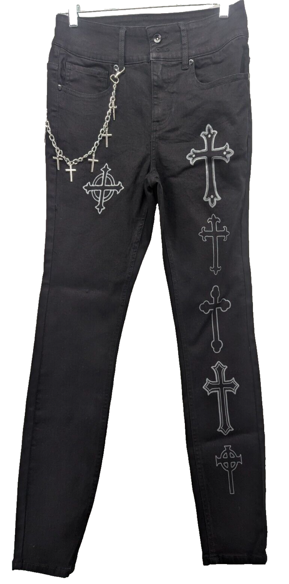 Hot Topic Social Collision Crosses Side Chain Skinny Jeans