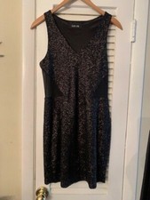 Fab'rik Cocktail Dress - Size S  - Black Sequined Upper thigh-cut Mini.