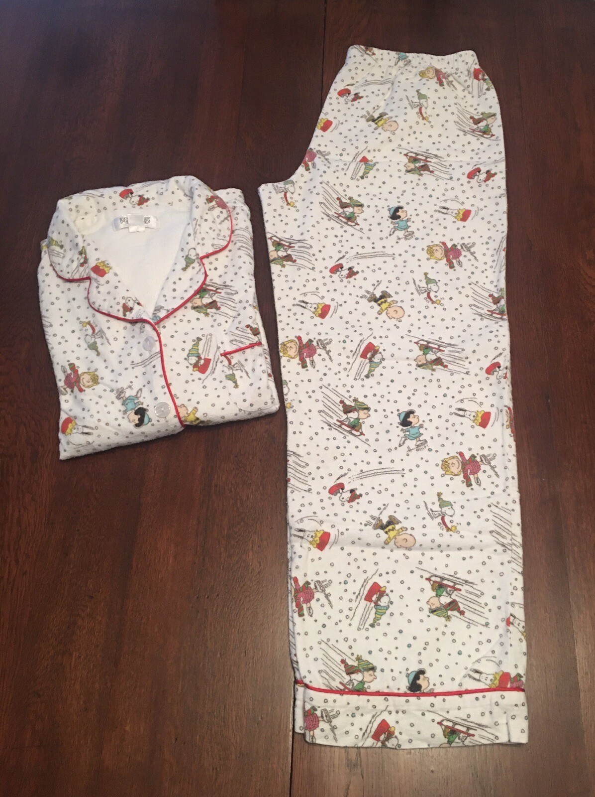 Peanuts Brand Snow Fun Flannel Pajamas 2Piece PJs Women’s Small (fit