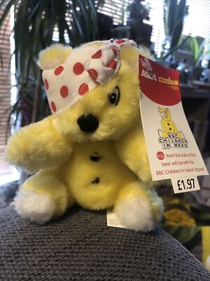 Vintage BBC CIN Kinder in Not Pudsey Bär Stofftier Plüschtier ASDA Original Etikett 