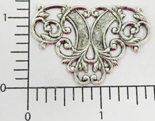 24654       2 Pc. Matte Silver Oxidized Filigree Ornament Jewelry Finding