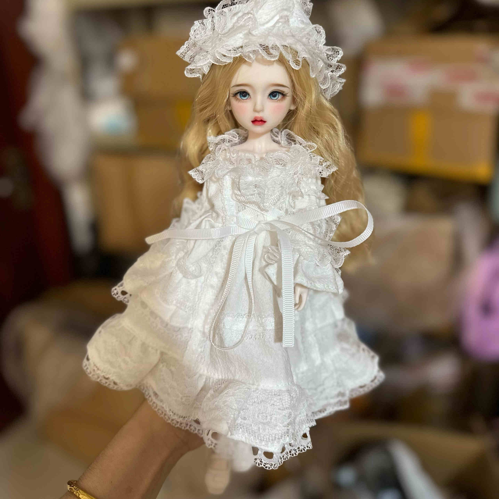 1/6 BJD Doll Long Blonde Hair Dress Face Make up Eyes Pretty Girl Full Set Gifts