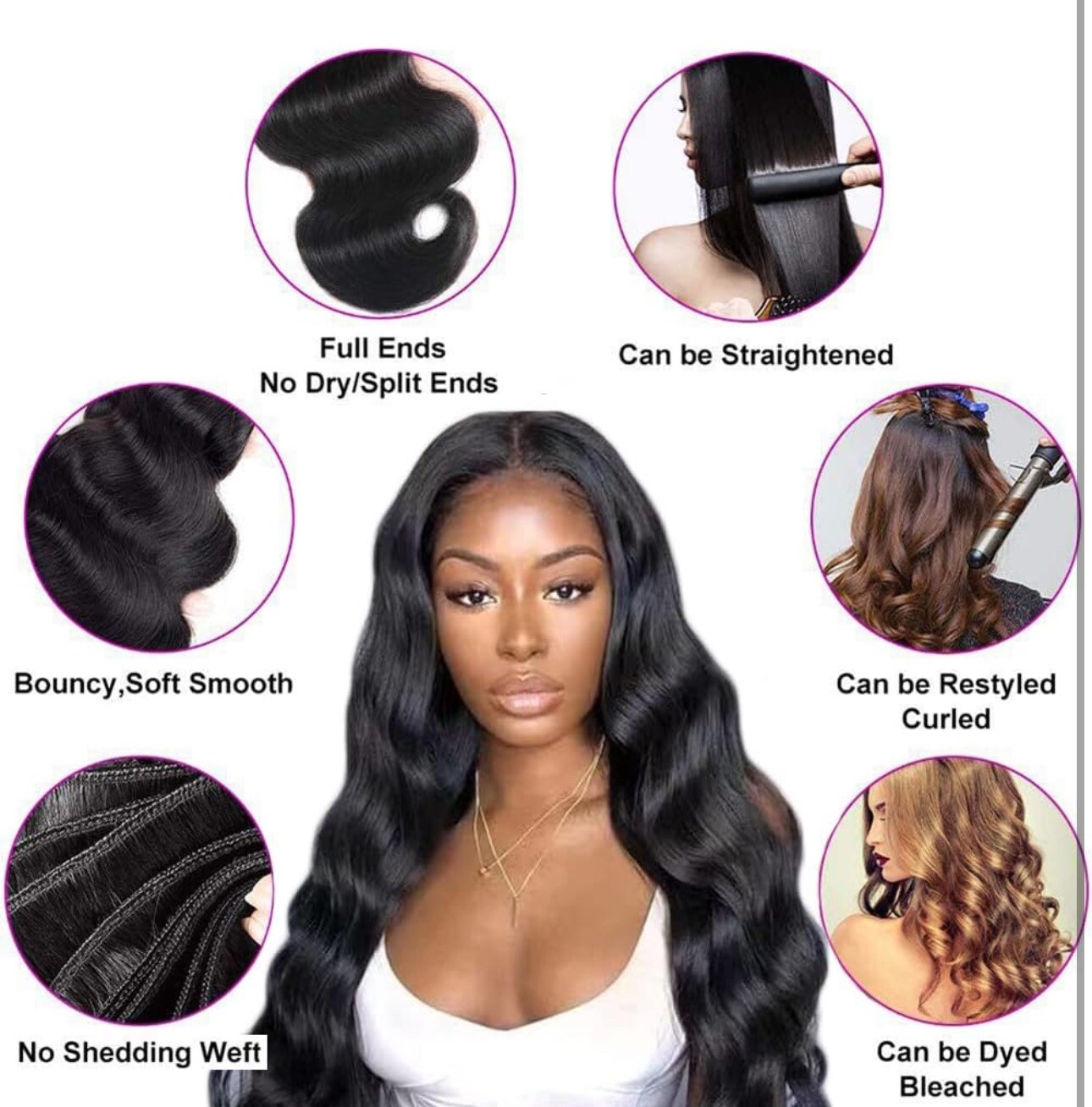 Brazilian Body Wave 100%  Hair Piece 3 Bundle (18”,20”,22”)Human Hair Extensions