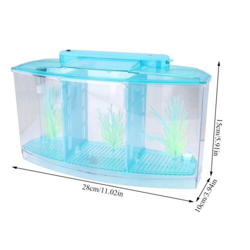 3Grid Acrylic Clear Betta Fish Tank LED Light Mini Desktop Office Aquarium New - Picture 5 of 12