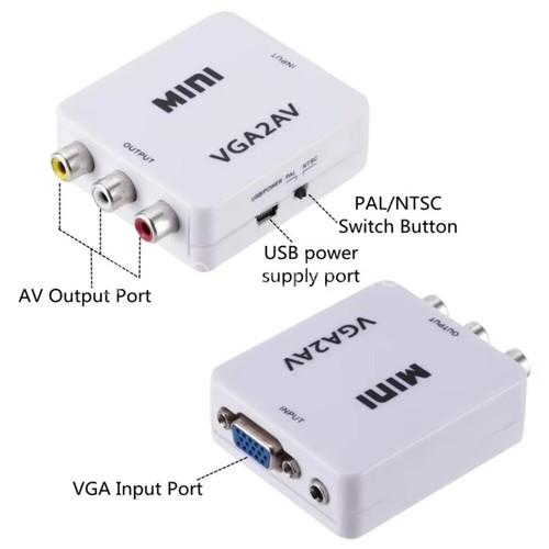 Mini Video Converter 1080P HD VGA to AV 3.5mm Audio Video Signal VGA to RCA - Photo 6/22