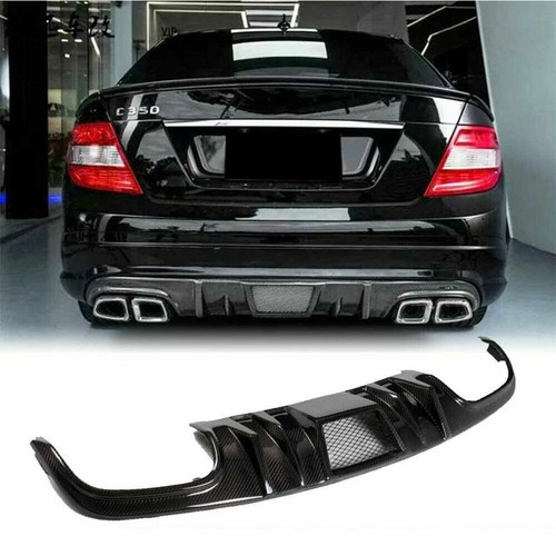 Carbon Fiber Rear Bumper Lip Diffuser Fit for Mercedes Benz W204 C63 AMG 2008-11 - Picture 1 of 12