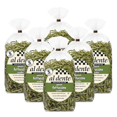 Al Dente Spinach Fettuccine Pasta   12oz Bags, Pack of 6, Cooks in 3 Minutes