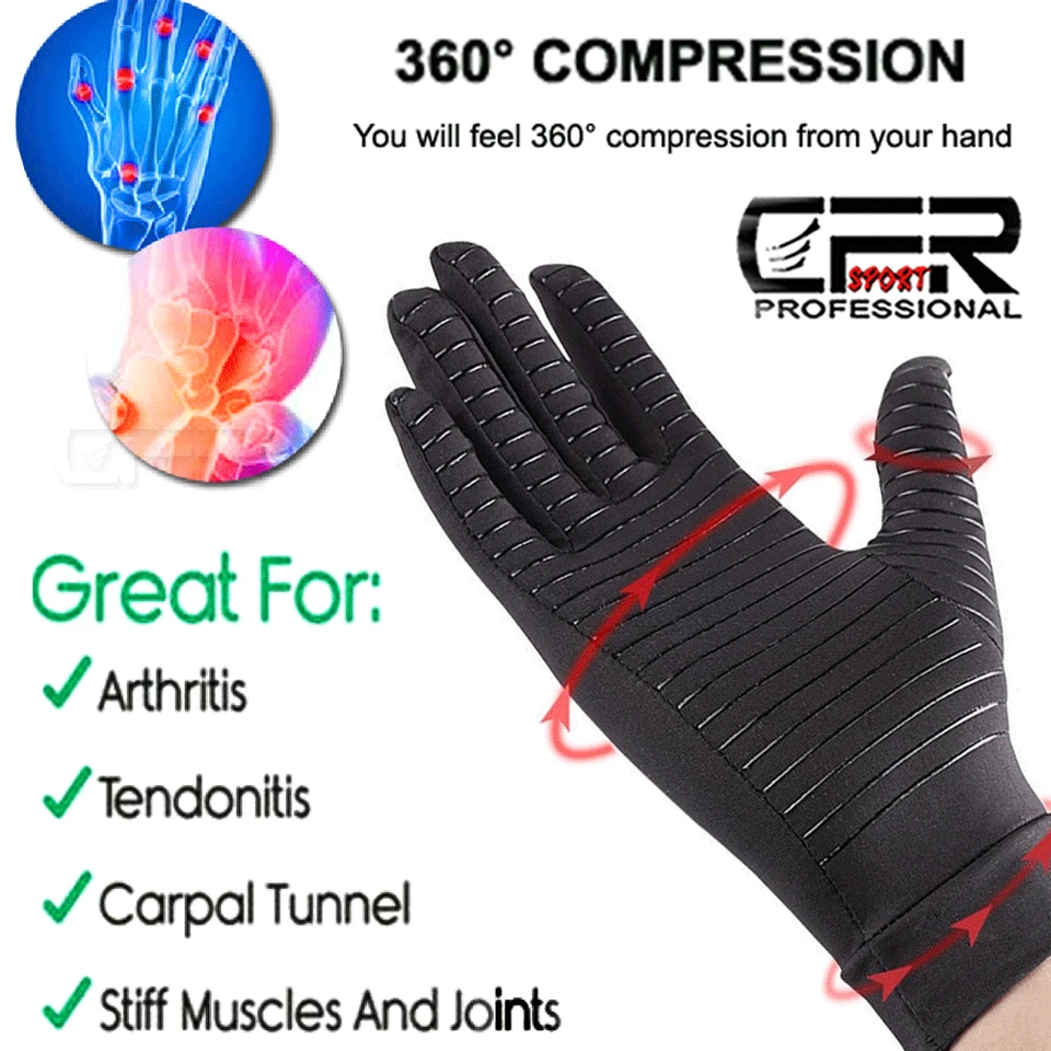 Guantes de compresión de cobre médico alivio del dolor artritis mano articulación soporte ortopédico Foto 4 de 4