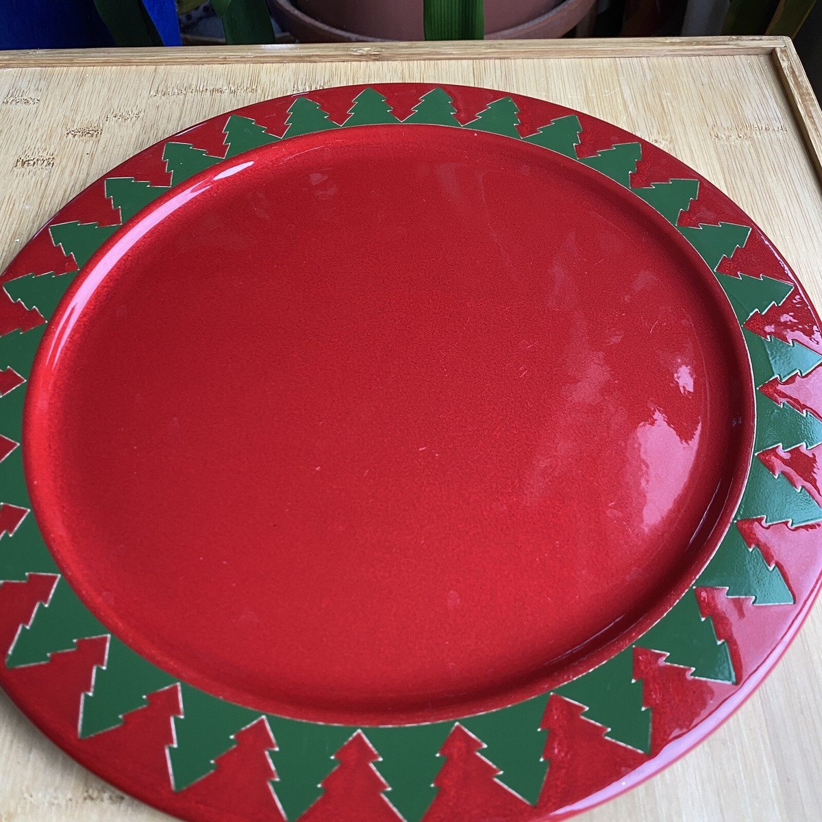 Waechtersbach Red Round Cookie Platter Charger Plate Green