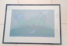 ♥ FRANCESCO CASORATI SERIGRAFIA BIRDS  70X50 CM QUADRO CON CORNICE Litografia