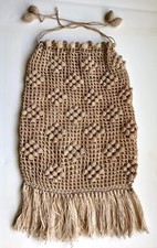Vintage, c. 1930s, crochet purse with draw string closure