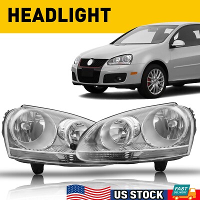 Pair Halogen Headlights For 2005-2010 Volkswagen Jetta Headlamps Left VW Right