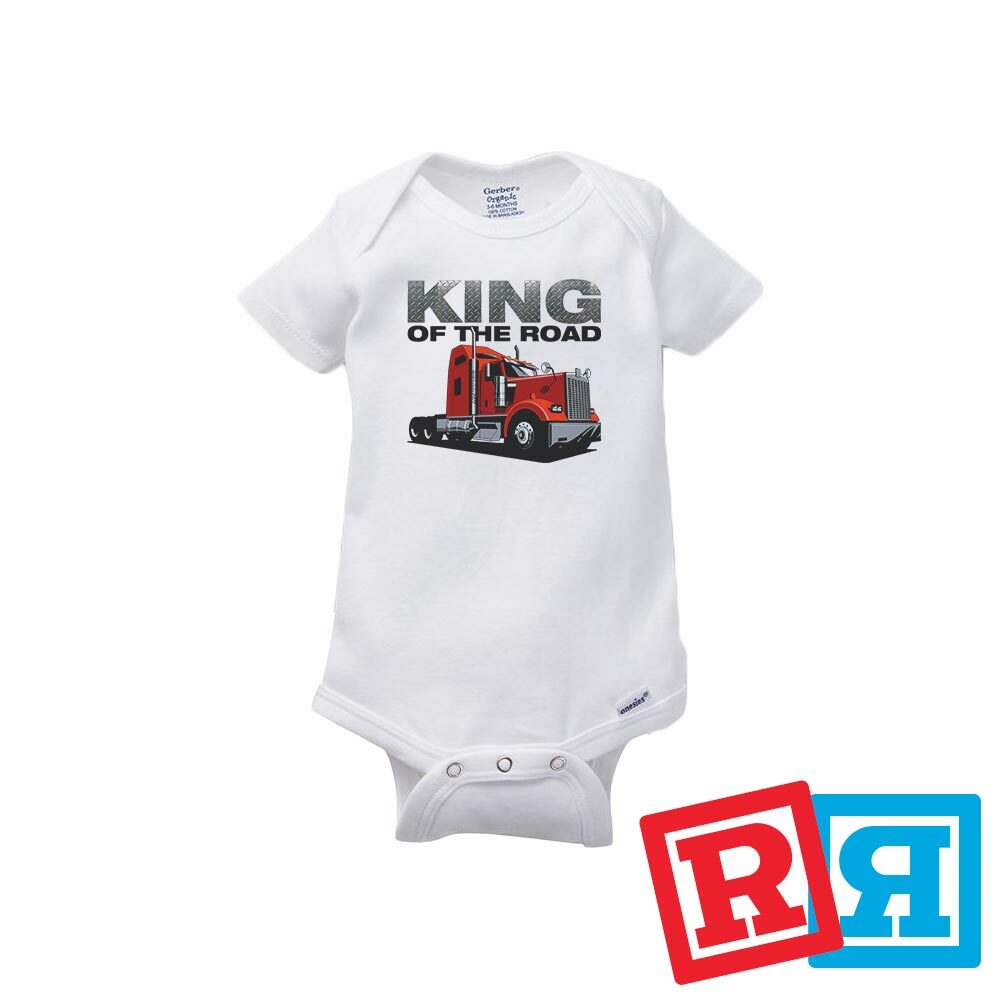 Semi Trucker Gerber Baby Onesie&reg; Cotton Unisex White Short 