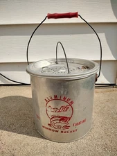 Vintage 2 Piece Metal Full Float Long life RARE Fishing Minnow Bucket  HTF