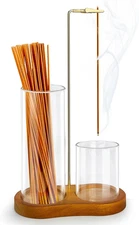 2 in 1 Incense Holder for Sticks, Hang Upside Dowd Incense Burner with Glass Ash