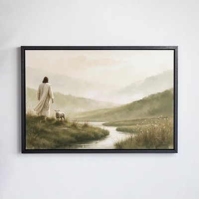 Psalm 23 Quiet Waters Canvas Poster Christian Shepherd Wall Art Home Decor