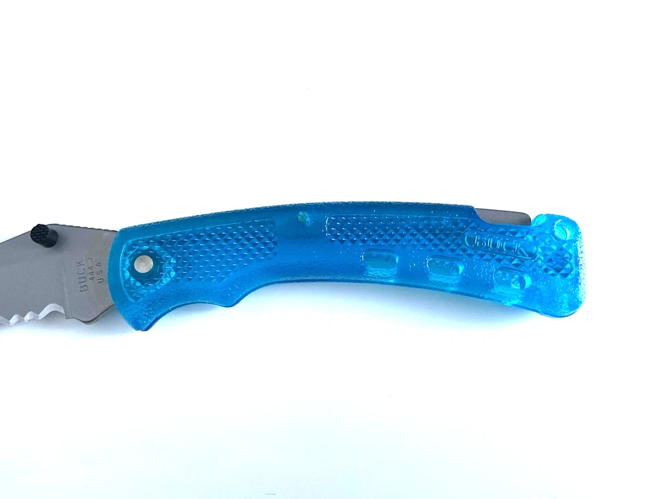Buck 444 BuckLite II Folding Knife Aqua USA 2000 Vintage - Image 3 of 4