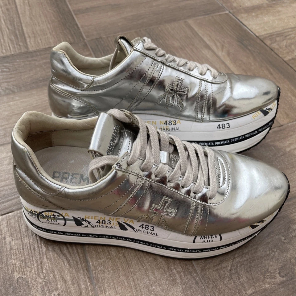 Premiata sneakers donna n. 38 scarpe suola alta argento - Immagine 4 di 4