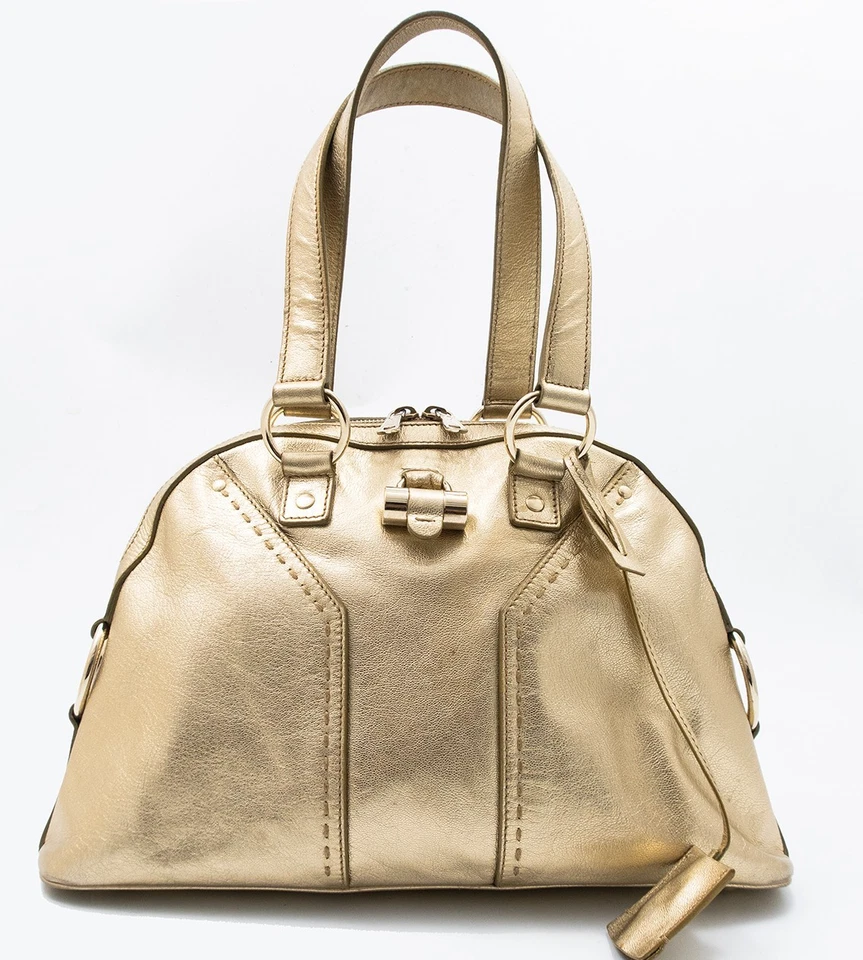 YVES SAINT LAURENT TASCHE SHOULDER BAG SCHULTERTASCHE RIVE GAUCHE YSL LUXUS GOLD - Bild 2 von 4