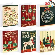 JOYIN 30 PCS Boxed Christmas Cards Assortment Elegant Icons With Envelopes, Dive