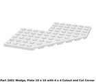 Lego 1x 2401 White Wedge, Plate 10 x 10 with 4 x 4 Cutout and Cut Out