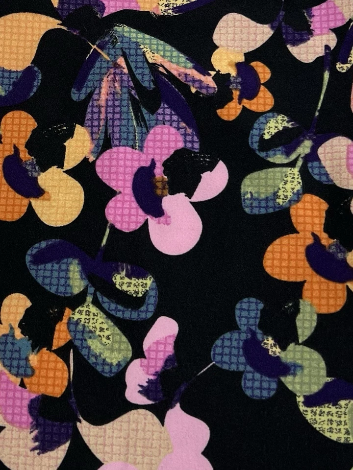 Lularoe Leggings TC Tall Curvy Floral BLACK Colorful Grid Abstract Ships FAST - Image 3 of 4