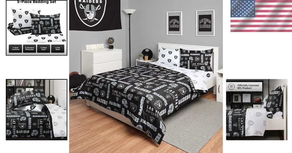 Conjunto de ropa de cama Raiders de 5 piezas Foto 2 de 4