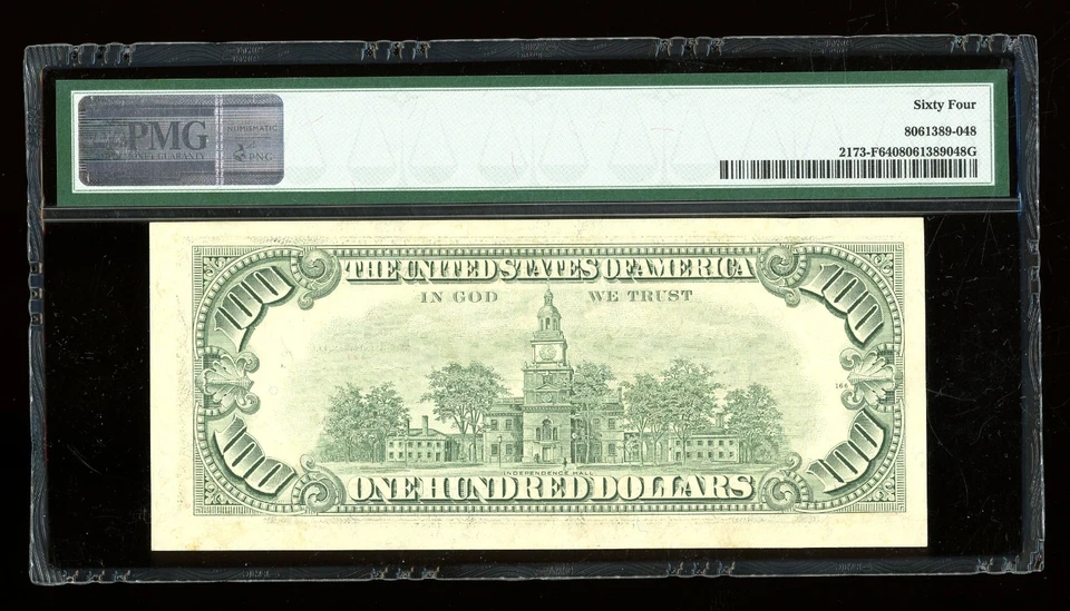 DBR 1990 $100 FRN Atlanta Fr. 2173-F PMG 64 Serial F38298026A - Image 2 of 2