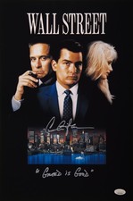 Charlie Sheen Signed 12x18 Wall Street "Greed is Good" Mini Poster JSA