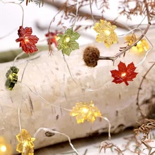 Maple Leaf String Light Fall Fairy Light with Leaves Battery Operated Halloween 