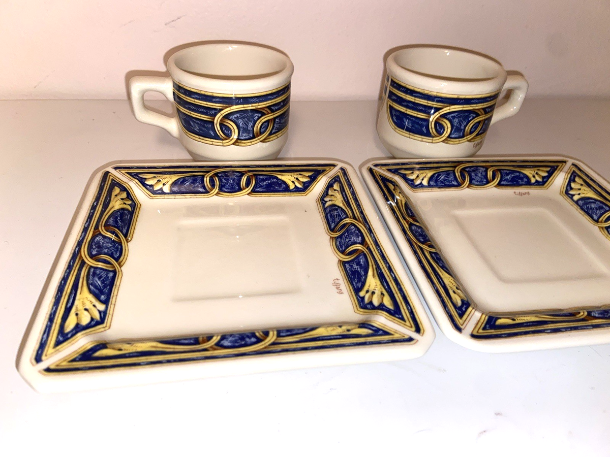 Set of 2 Tiffany Boutique Imperial Espresso Cup Saucer And Side