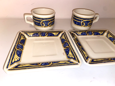 Set of 2 Tiffany Boutique Imperial Espresso Cup Saucer And Side