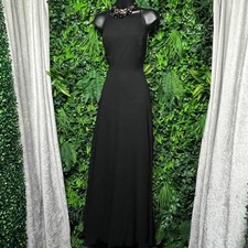 Lulus Dress Small Black Halter Open Back Maxi Formal Gown High Neck 3960