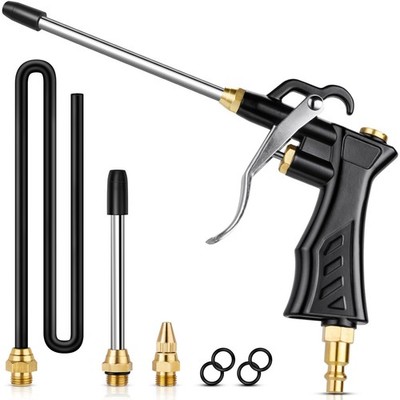 High Volume Air Blow Gun with Brass Adjustable Nozzle, 13.7 inch Extension 