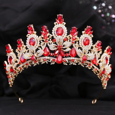 Baroque Luxury Water Drop Flower Crystal Opal Tiara for Women Wedding Girls Birt