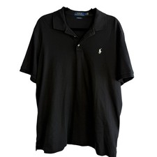 POLO RALPH LAUREN Men's Classic Fit Black Polo Shirt Short Sleeve Large Pony