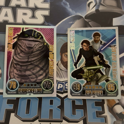 Topps Star Wars Force Attax 2 Karten LE1/LE3 Jabba, Yoda limitiert DE