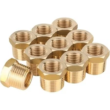 100 Pcs, Brass 3/8" Male x 1/4" Female Bush BSP, Pipe Reducer Threaded Fittings