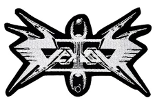 VEKTOR WHITE LOGO (shaped border) EMBROIDERED PATCH