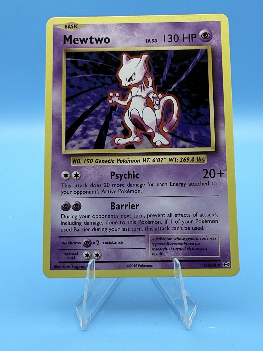 mewtwo pokemon card 51 108 51/108 Mewtwo Holo Stamped Played main image 0