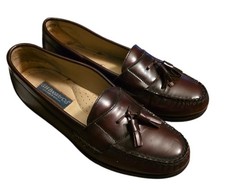 Vtg 90s GH Bass Augustus Tassel Loafers Oxblood Leather Men 8M Preppy Academia