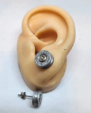 9mm Caliber Bullet Casing Homemade Stud Earrings Gun Shell Ammo