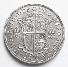 1928 Half Crown Coin Good Extra Fine 0.500 Silver King George V